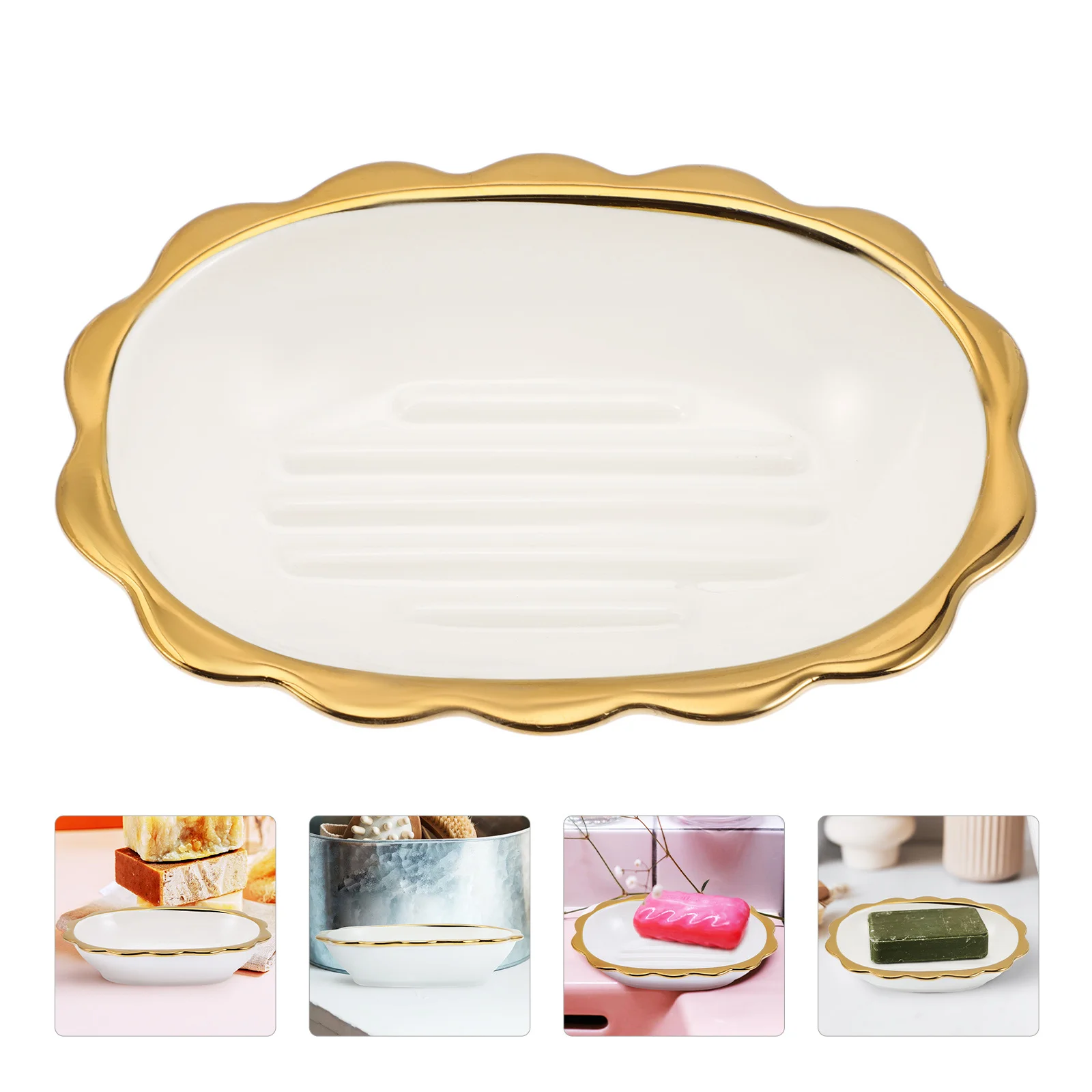 

Ceramic Soap Holder Compact Lightweight Practical Use Bathroom Case Healthy Daily Life Soap Dish Ceramic Storage Box