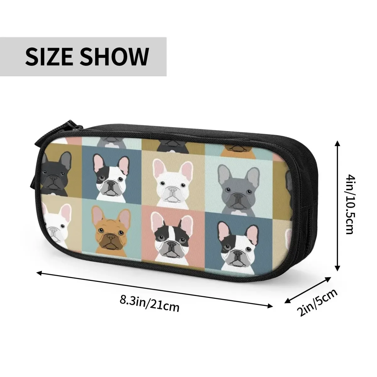 Bulldog Perancis potret cinta hewan peliharaan tempat pensil anak anjing kotak pensil tas kapasitas besar alat tulis hadiah kantor