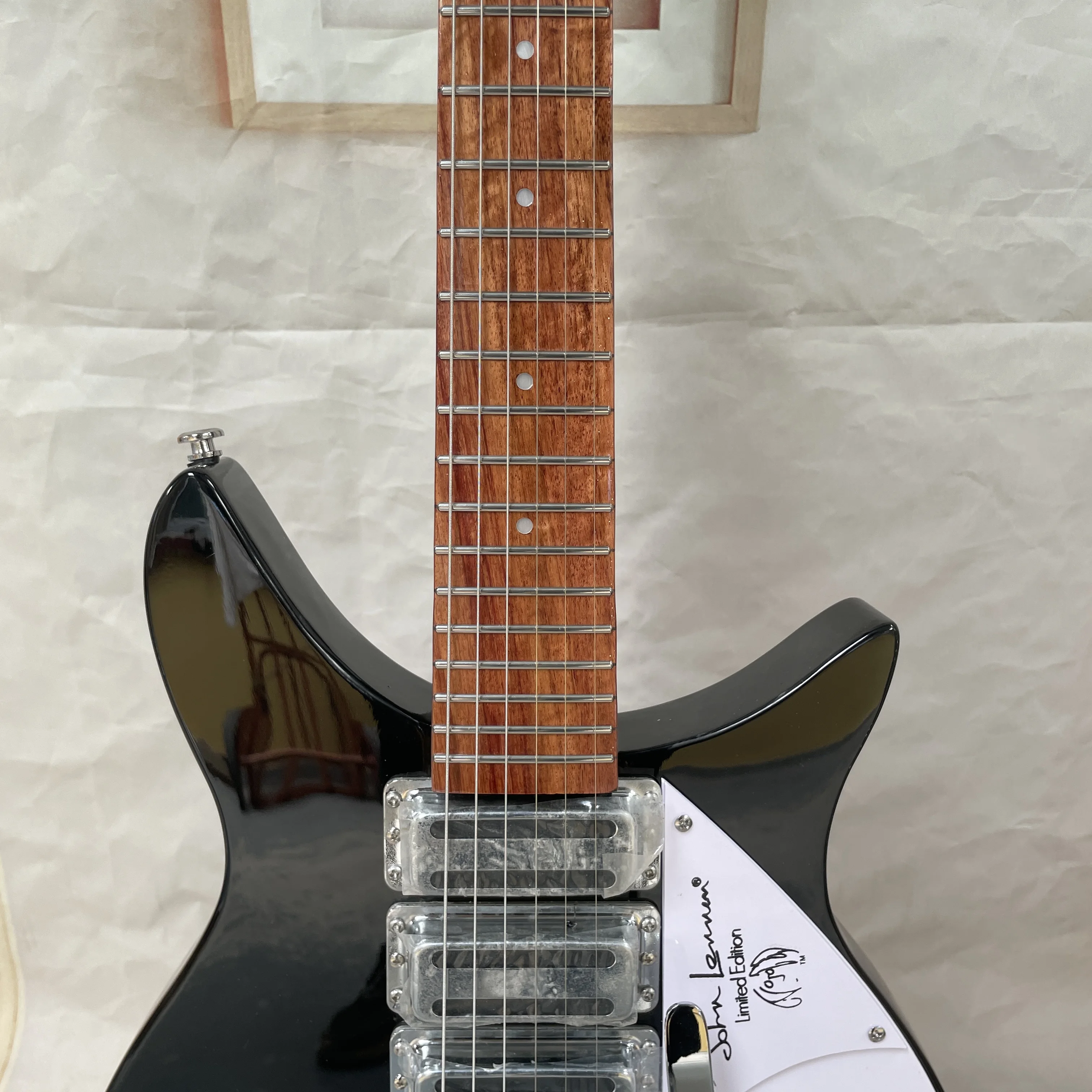 6-string black electricguitar with white signature guard plate and HHH pickups guitars,collectible performance electric guitarra