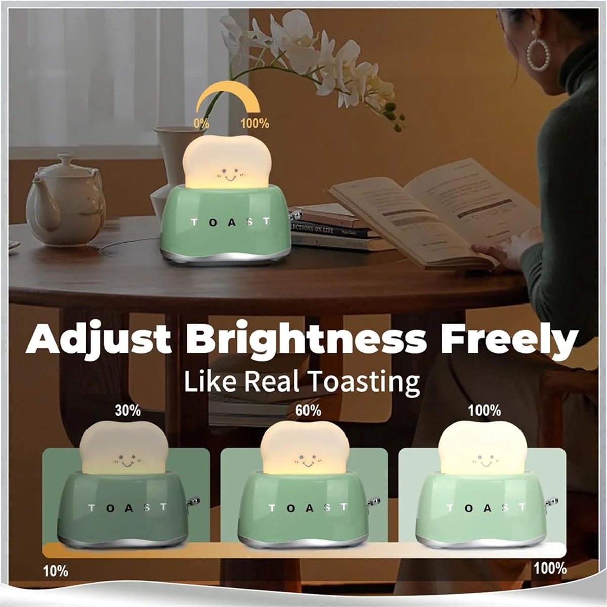 

Retro Decor Toaster Lamp,Retro Toaster Shape Desk Decoration Gifts for Teens Teenages Tweens Women Green