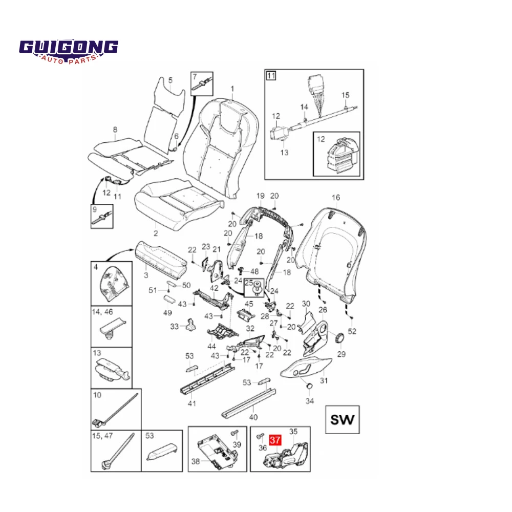 Przełącznik fotela GUIGONG pierścień okrągły guzik Volvo XC60 S90 V90 S60 V60 XC90 oryginalne części OEM akcesoria samochodowe