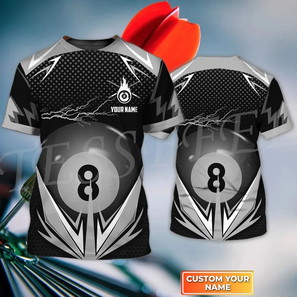 اسم مخصص الرياضة البلياردو لاعب الكرة الوشم ريترو الصيف Harajuku 3DPrint الشارع الشهير تي شيرت للجنسين س الرقبة قصيرة الأكمام F6 #3