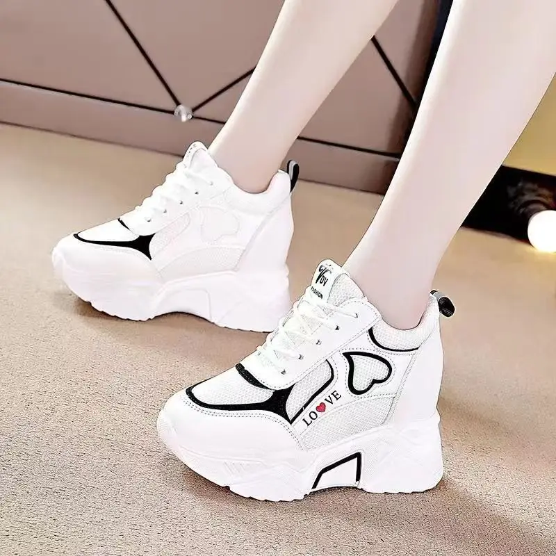 High Quality Women Platform Sneakers  Chunky Woman Casual Dad Shoes Basket Female Fashion Sport Mesh Lace Up Shoes 2024