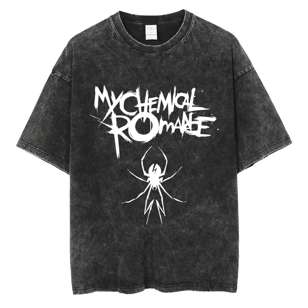 Rock Band My Chemical Romance Washed T Shirts The Black Parade Men Women Punk Hip Hop Short Sleeve Cotton T Shirt Oversized Tees