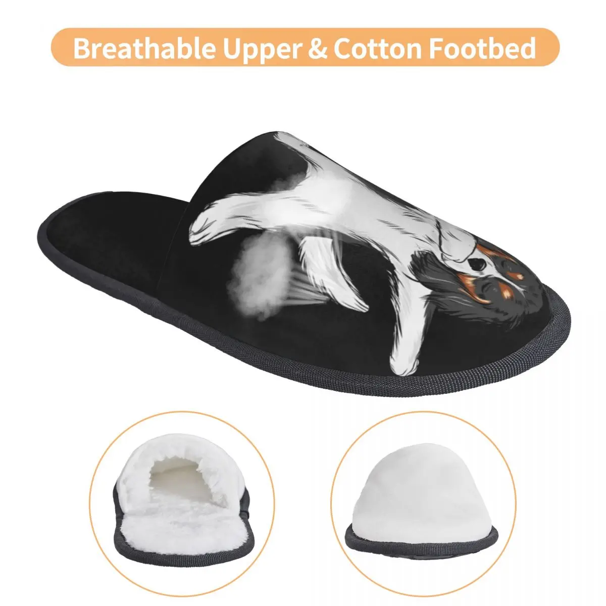 Tamponando personalizzato Cavalier King Charles Spaniel Dab Dance Comodo Scuff con pantofole in memory foam Scarpe da casa per camera da letto per