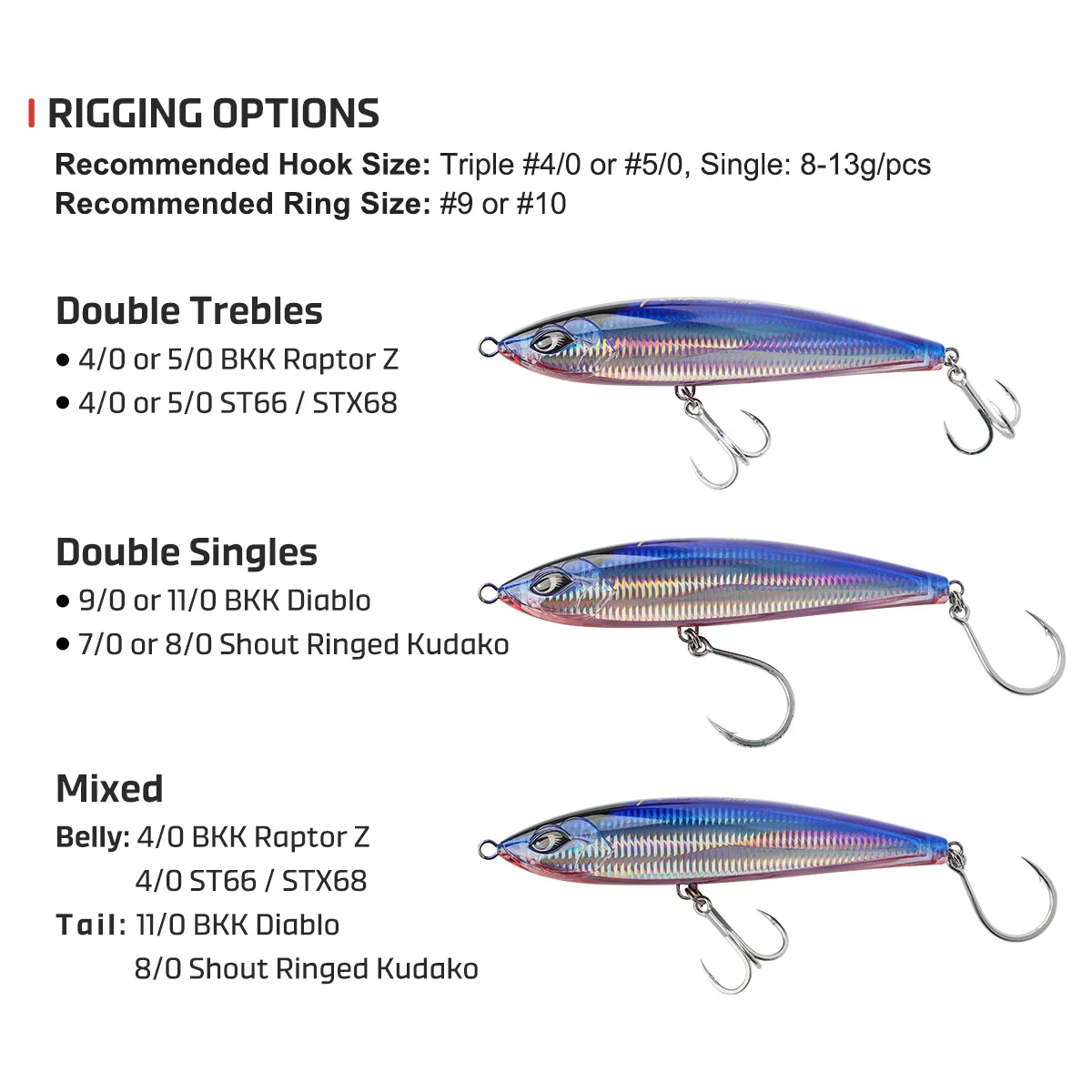 Noeby Diving Stickbait 215 mm 130 g Wobbler flotante para GT y atún - imagen 5