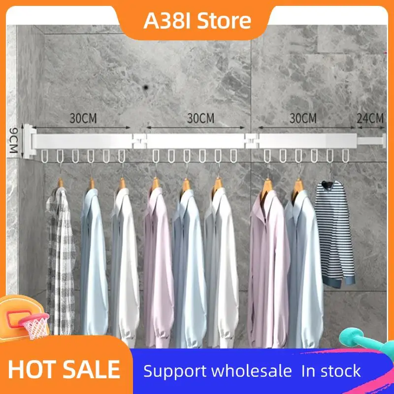 

A38I Retractable Cloth Drying Rack Folding Clothes Hanger Wall Mount Indoor & Outdoor Saving,3-Fold With 18 Aluminum Ring