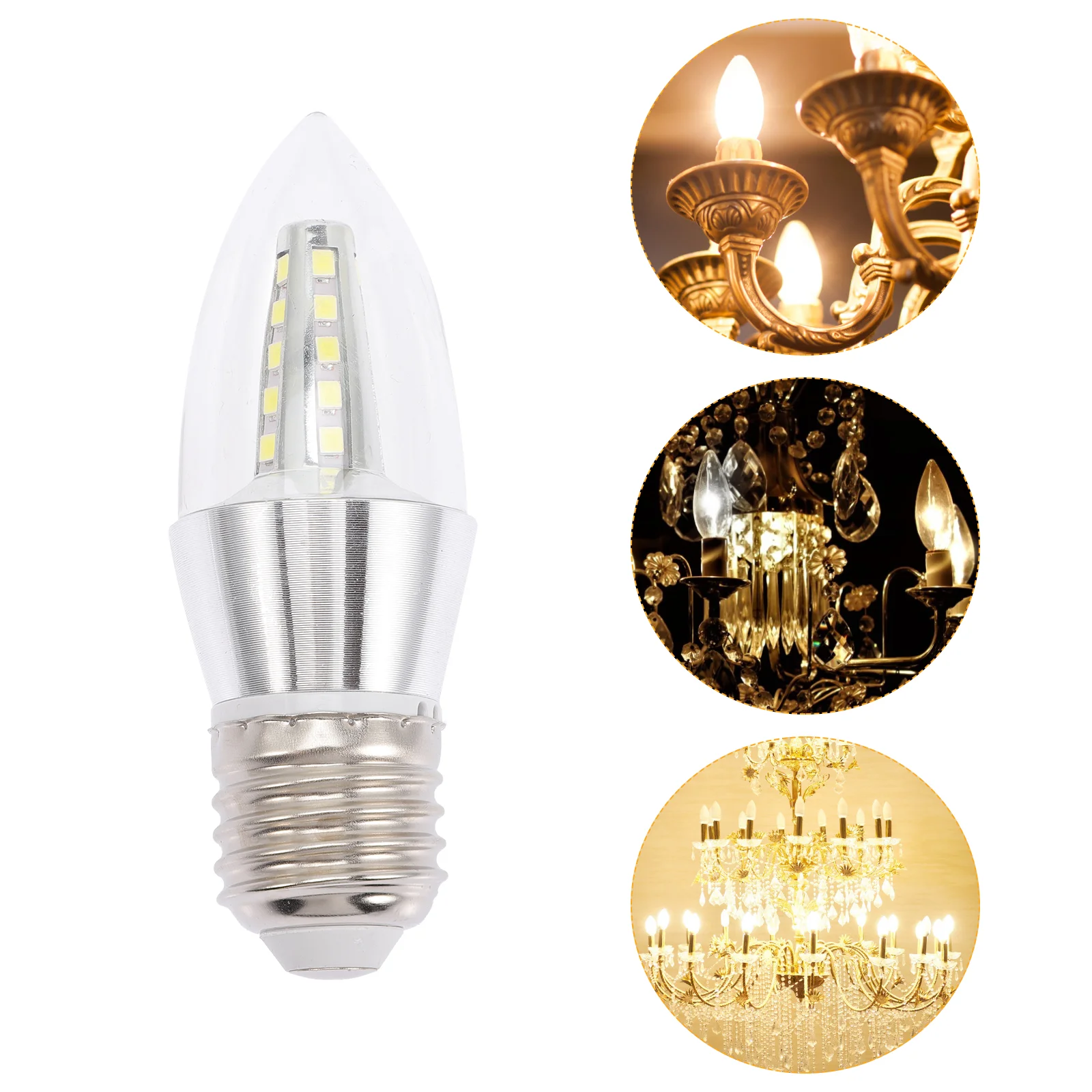 

2 Pcs LED Transparent Light Energy Saving E27 Socket Chandelier Candelabra Bulbs Ceiling Lamp Replacement LED for Tube