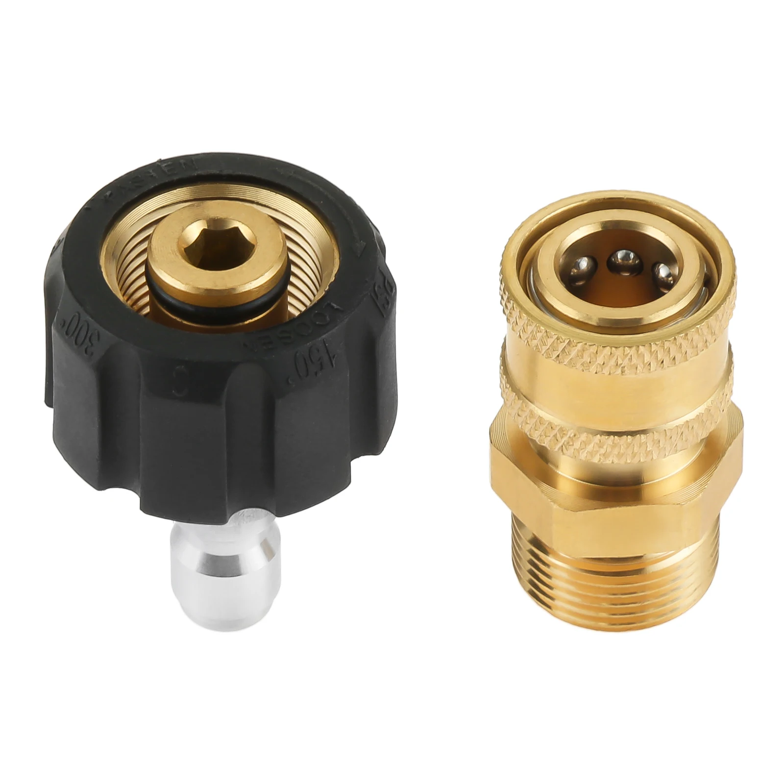 2Pcs Pressure Washer Adapter Set Stainless Steel Brass Metric M22 14mm To 1/4 Inch Quick Connect Car Window Washing Accessories