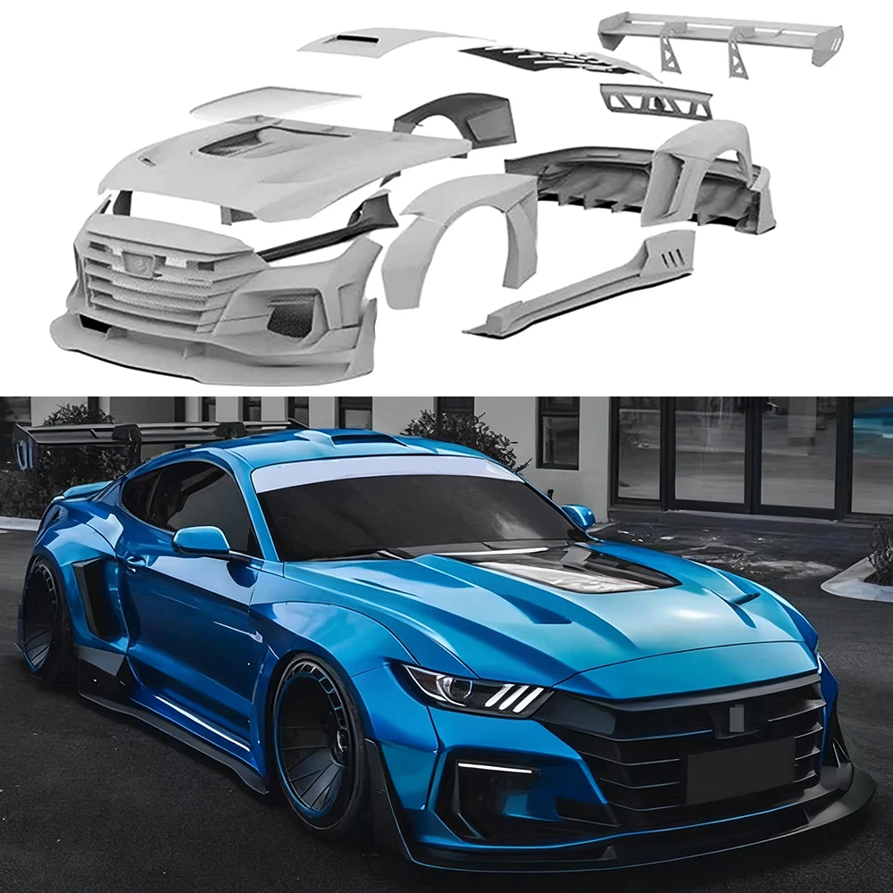 

Fits for 2015-2022 Ford Mustang Complete Fiber Reinforced Plastic Front Bumper Grille Kit M1 Type