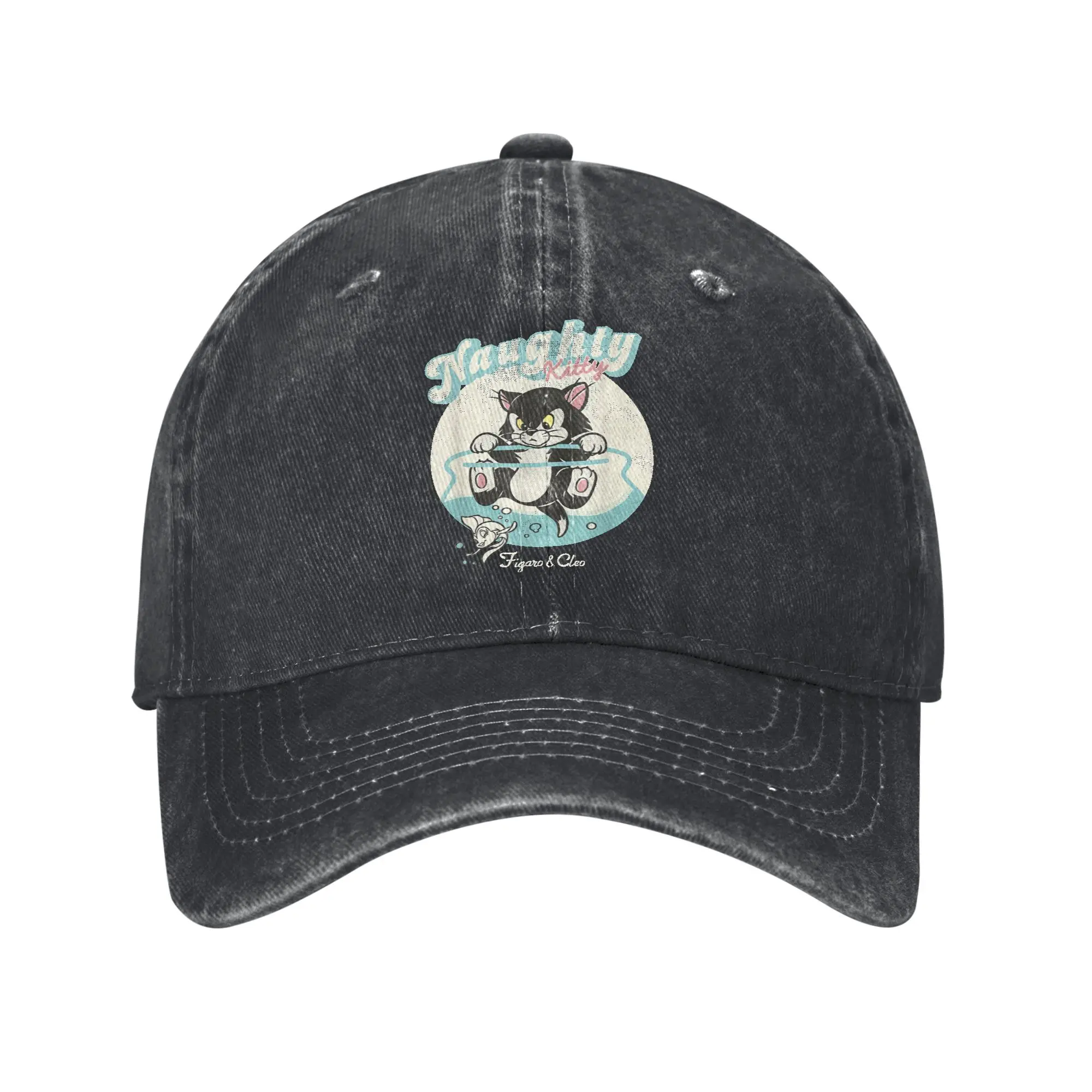 

Pinocchio Naughty Kitty Figaro & Cleo Unisex Baseball Caps Retro Logo Distressed Cotton Caps Hat Outdoor Travel Gift Snapback