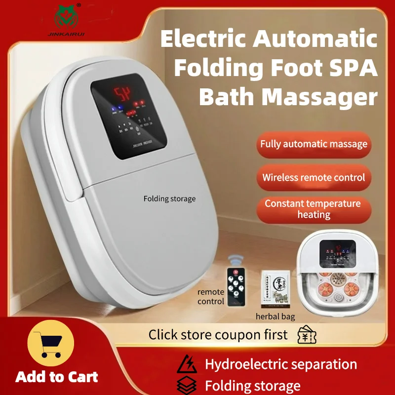 Electric Foot Spa Bath Massager Constant Temperature Heating Roller Massage Foldable Feet Washing Tub Relieve Fatigue Foot Care