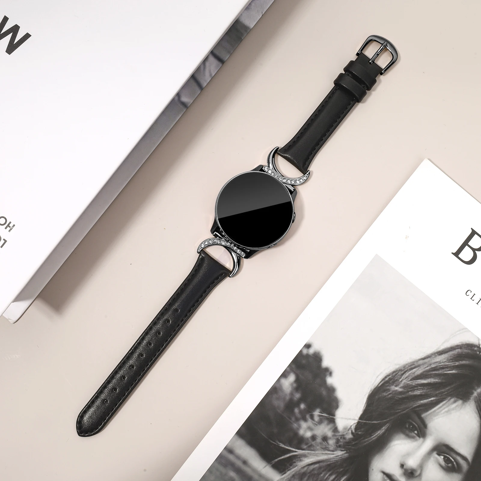 حزام جلدي مناسب لساعة Samsung Galaxy Watch 7/6/5/4/FE/40mm/44mm/43mm/47mm/45mm، حزام جلدي رفيع للغاية 20 مم. #6