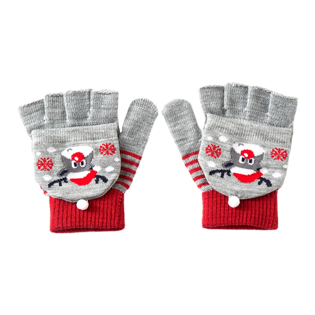 

1 пара зимних перчаток для девочек, рождественские зимние спортивные варежки, ветрозащитные теплые вязаные серые вязаные перчатки из мягкого материала
