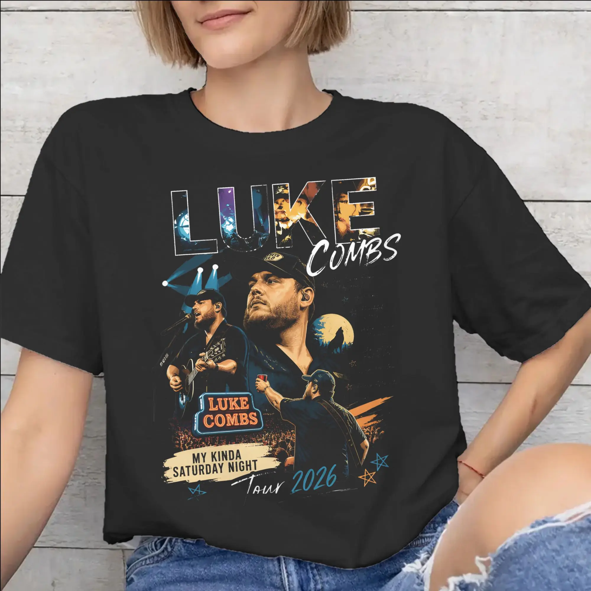 Lukes Combs My Kinda Saturday Night Tour 2026 Graphic Printing T Shirts Men Women  Cotton  Tee Shirt Clothing
