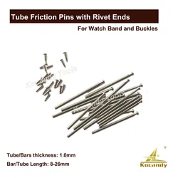 Tube Friction Pin Pressure Bars Pins & Rivet Ends for Watch Band Clasp Straps Buckles Bracelets Thickness 1.0mm 100 pcs 8 - 26mm