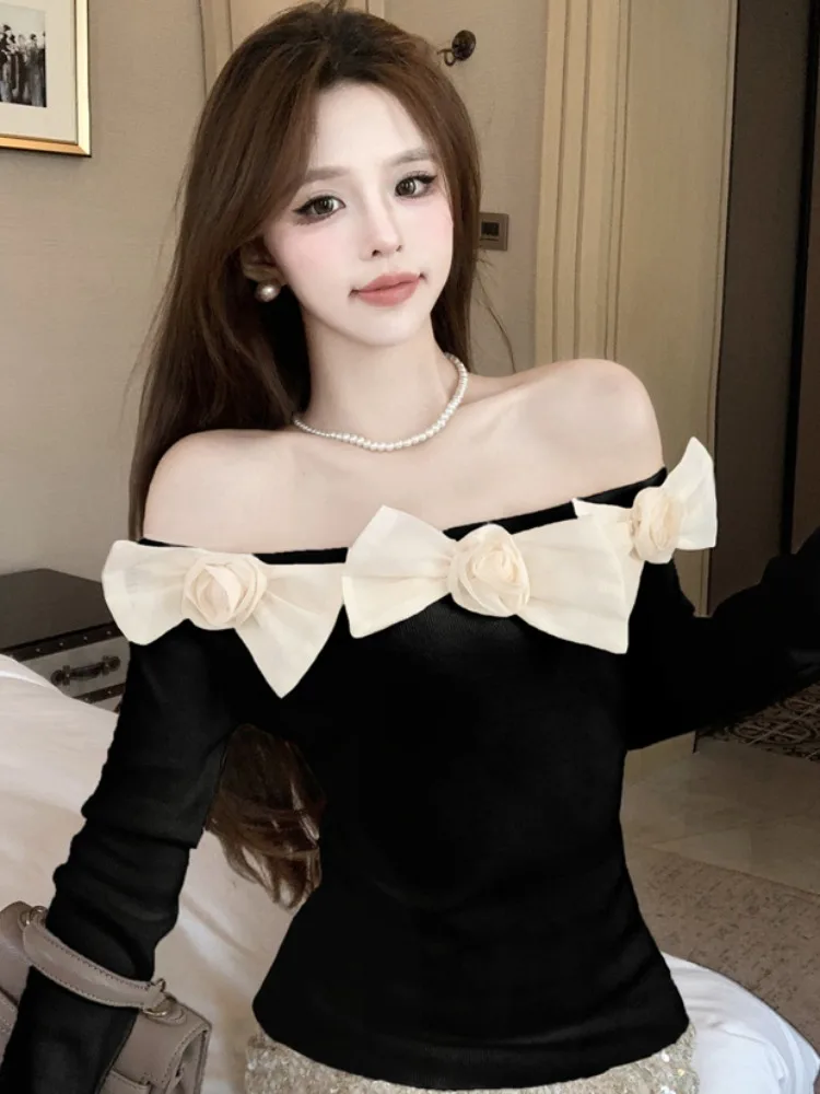 

Stunning Short Sleeveless Women's Shirt with 3D Flower Design Commute Style Fashionable Long Sleeve Top for Autumn Season