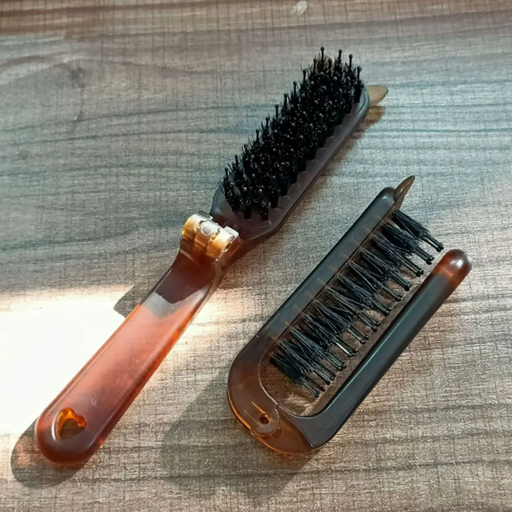 

Massage Comb Transparent Amber Foldable Hairbrush for Women Styling Salon Use Portable Travel Size Small Brush