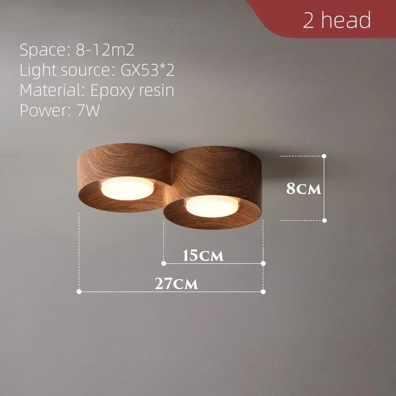 LED Downlight Ceiling Lamp Modern Simplicity  Singe and Double Head  Kitchen Entrance Lamp Wooden Wind Living Room