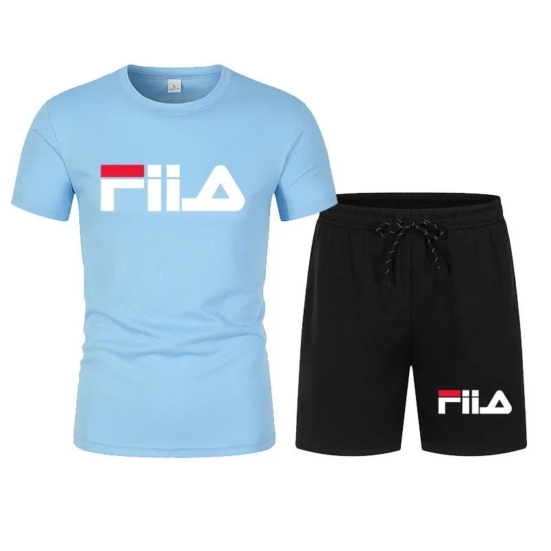 

2026 Summer Leisure Running Sports Men's Short Sleeve Set Breathable Mesh Short Sleeve T-shirt and Shorts Set