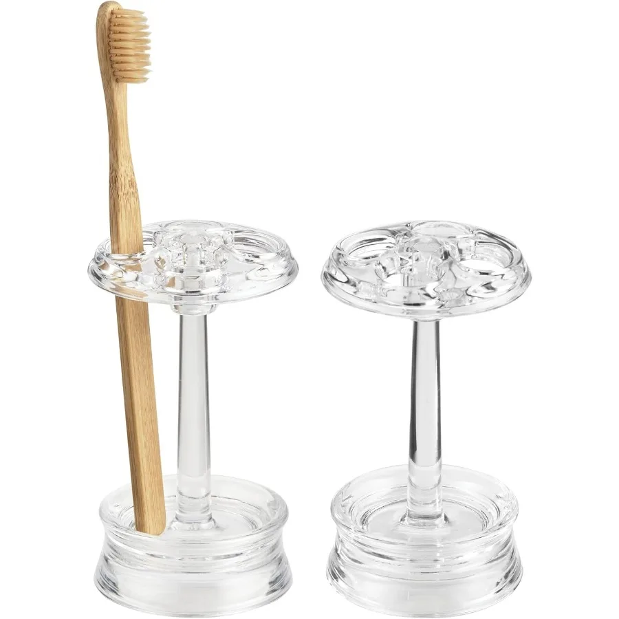 

iDesign 4 Divided Sections for Bathroom or Vanity-Set of 2-Clear Toothbrush Holder Pack of 2
