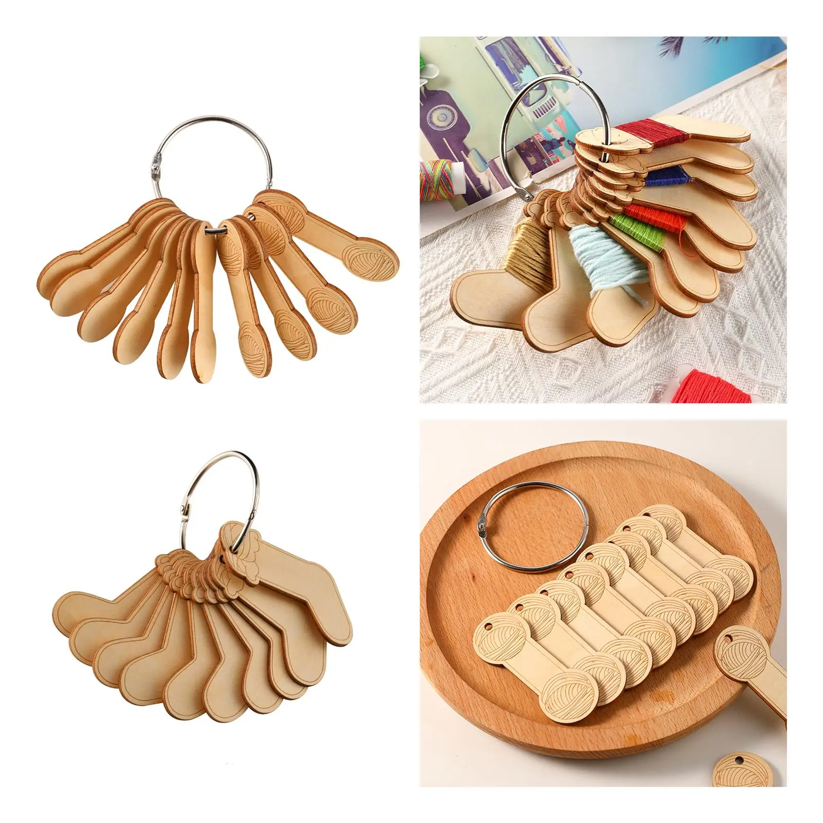 10pcs Wooden Bobbin Winding Board Practical Crafts Thread Rack Floss Drop Holder