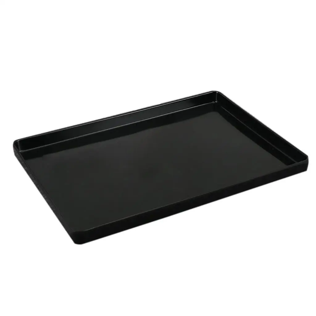 Hotel Serving Tray European Style Dish Cup Glass Cake Set Rectangle Melamine , Black, H 35.1×25.5cm