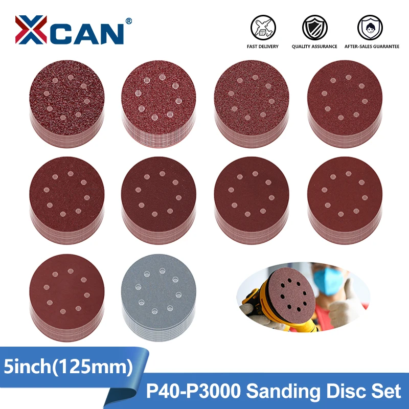 

XCAN Sanding Disc 5inch 125mm 8 Holes Sandpaper Hook & loop Sanding Paper for Wood/Metalworking Polishing Tools Abrasive Pad