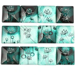 onwear mix dandelion photo square glass cabochon 12mm 15mm 20mm 25mm 30mm diy flat back handamde jewelry findings