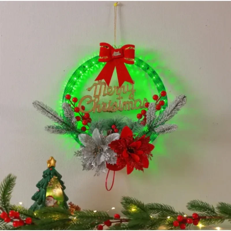 Christmas Wreath with Lights Front Door Ornament Party  Pendantjavascript: