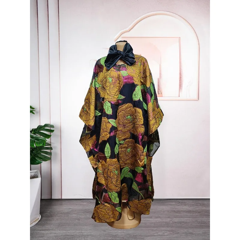 

Fashion African Two-Piece Set Women's Dress with Headscarf Turkish Style Clothing Ethnic Wear