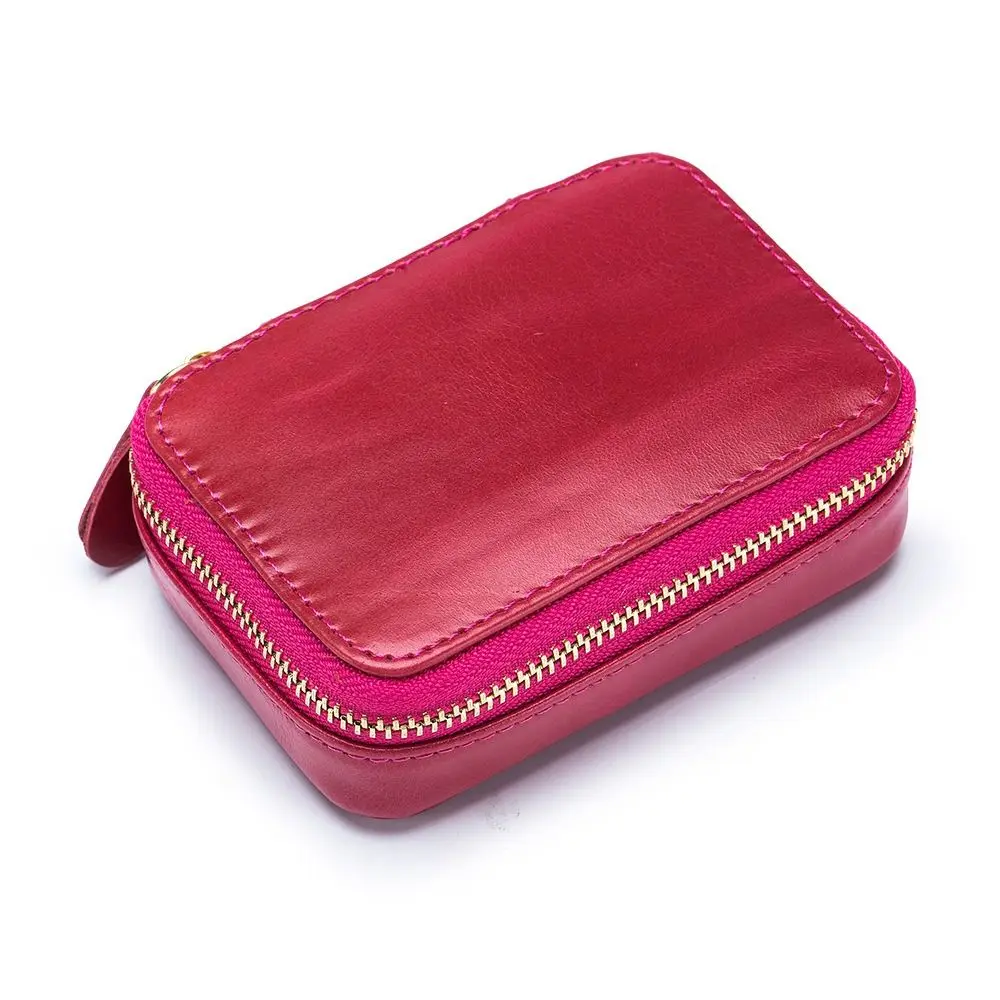 Versatile Genuine Leather Lipstick Case Mini Size Handheld Makeup Bag Portable Earphone Case Cable Organization