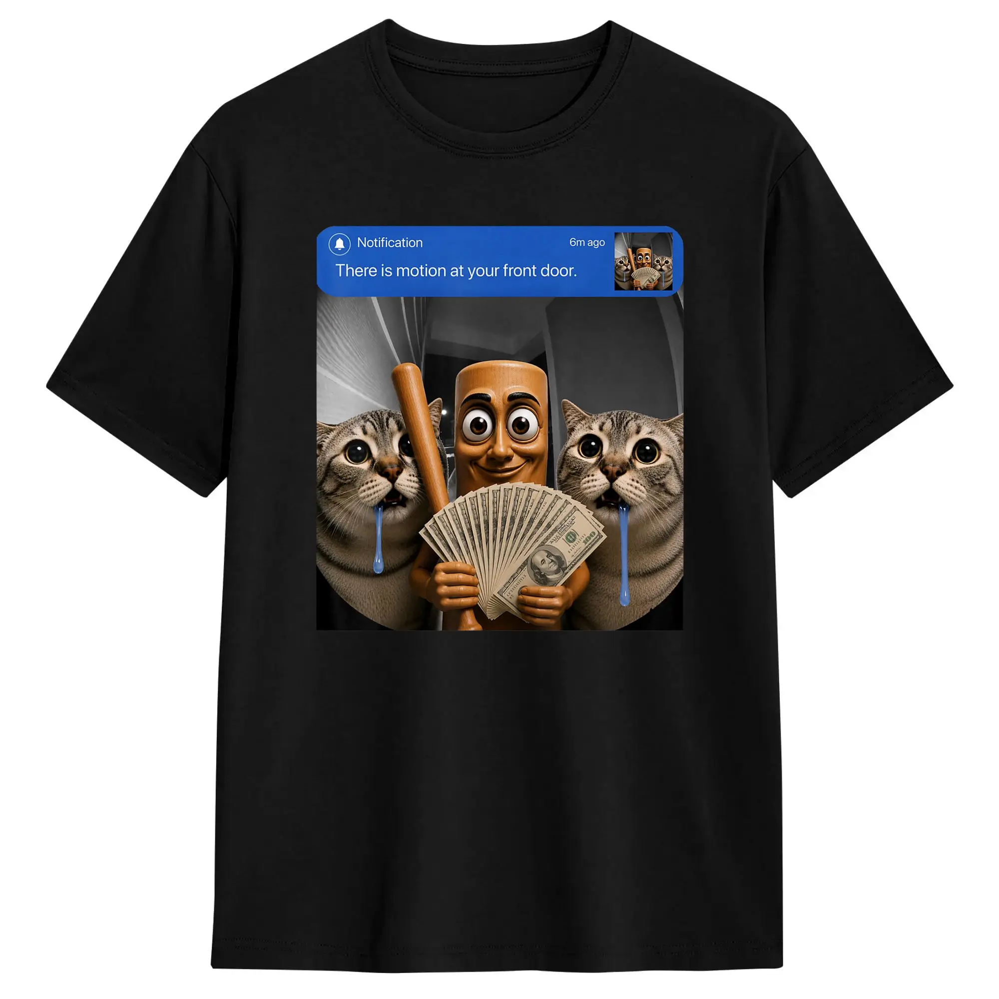 Casual T Shirt Summer There is Motion at Your Front Door Tung Tung Tung Sahur Cat Fashion T Shirts Cotton Tshirt Men Sleeve Tops