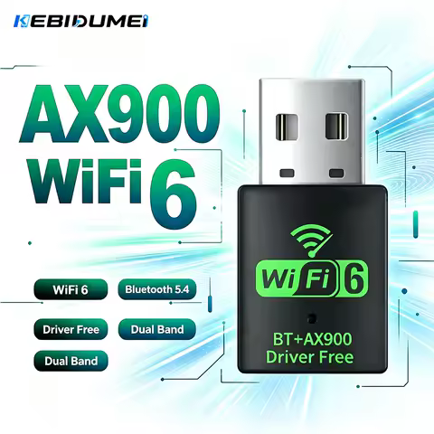 KEBIDUMEI BT 5.4 Receiver Dongle AX900 Wifi 6 Mini USB Dongle Network Card For PC Laptop Win 10/11 PC Dual Band 2.4G/5Ghz