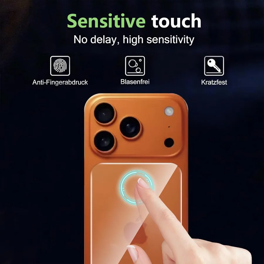 Folia ochronna na ekran iPhone 17 Pro Max 6.9, folia ochronna na tył, osłona obiektywu aparatu, szkło hartowane 9H, kompatybilne z etui, 3+2
