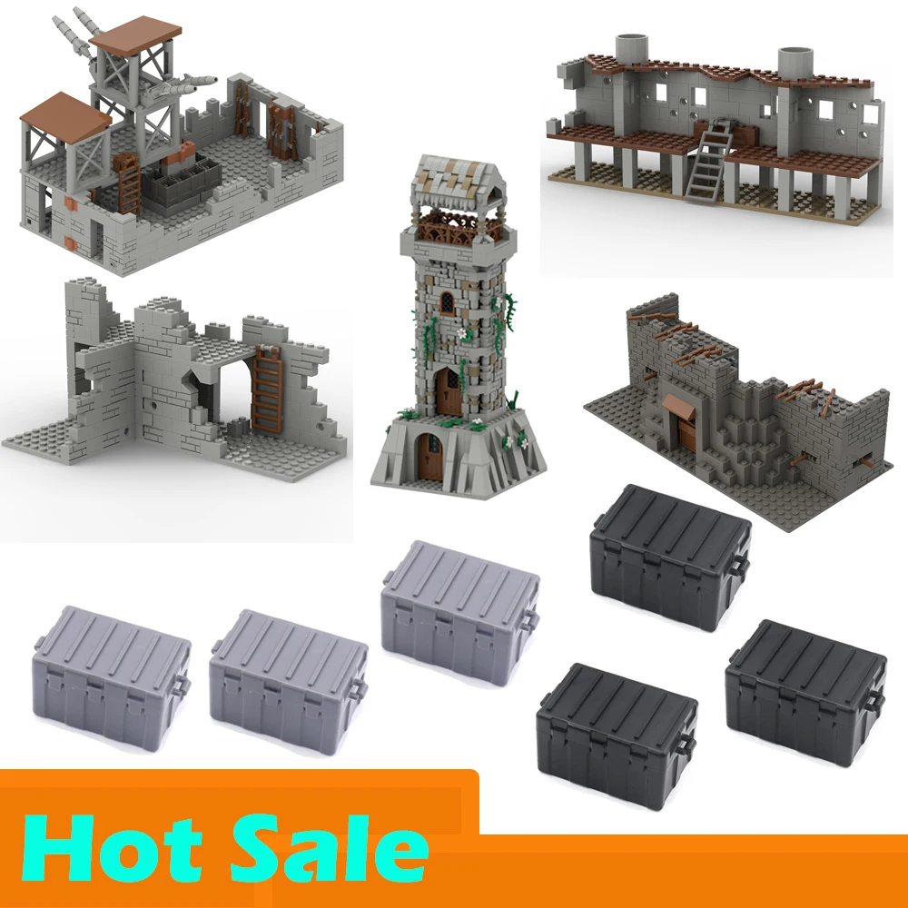 

WW2 Military Army Soldiers World War 2 Abandoned House Building Blocks Model Bricks For Soldier Figures Kids DIY Toys Gift