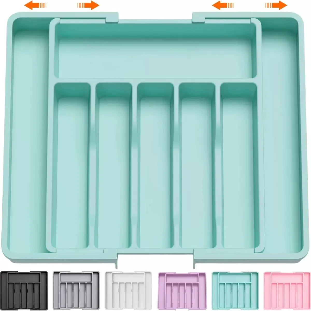 

Knife Fork Storage Box Adjustable Kitchen Organizer Tray Plastic Multifunctional Drawer Organizer for Kitchen Counter Utensils