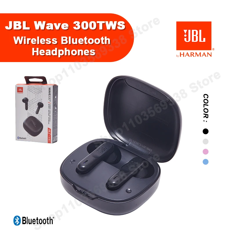 Original JBL Wave 300 TWS True Wireless Bluetooth Headphones Stereo Music Earphone Sports Earbuds headset JBL Wave300 with Mic