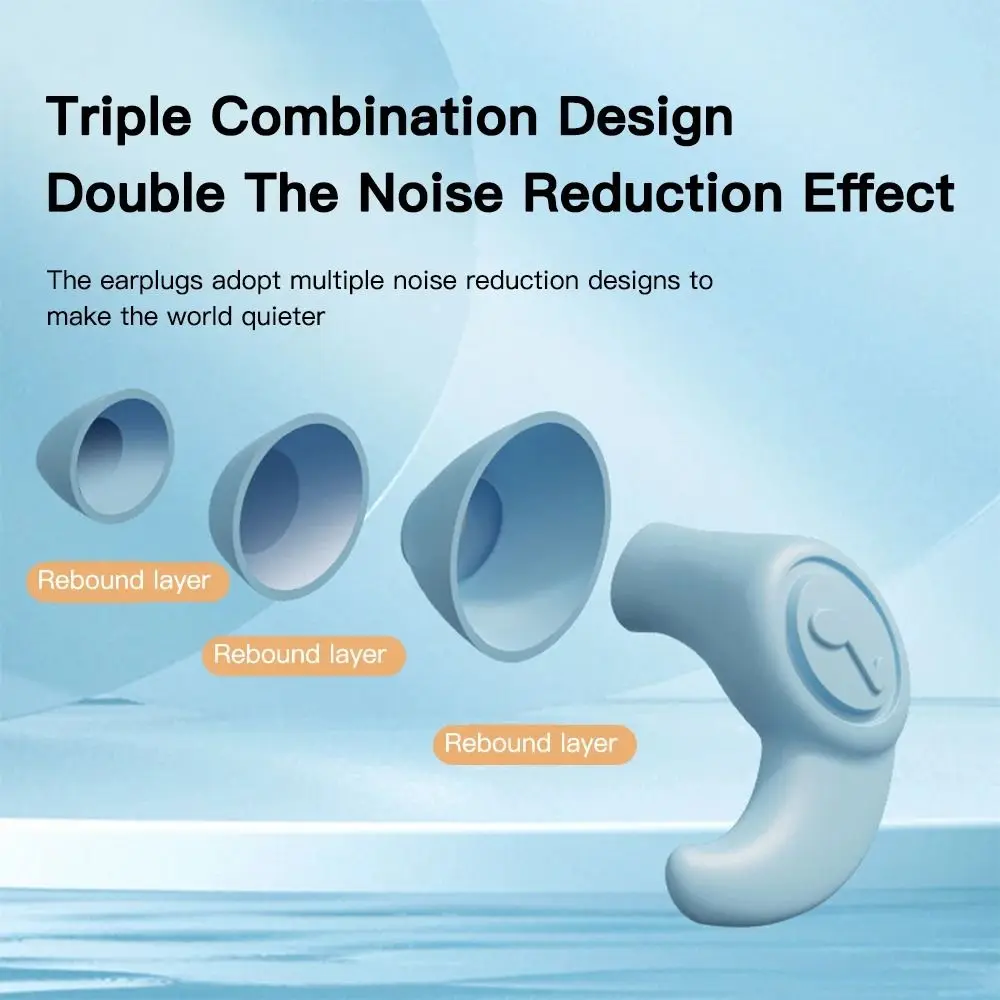 Noise Reduction Anti Noise Earplugs Soft Comfort Ear Protector Silicone Ear Plugs Sound Blocking Reusable Swimming Earplugs