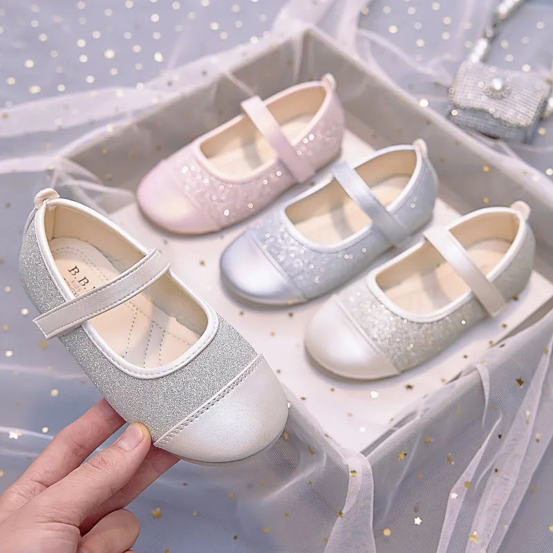 

PU Leather Girls Dress Shoe Mary Jane Flats Girl Kids Shoes Girls Shoe Glitter Sequin Princess Shoes