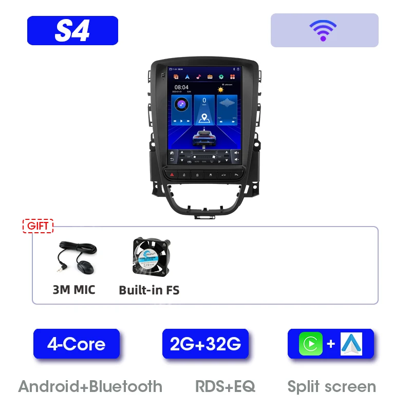 Srnubi 2 Din Android Autoradio Multimedia Video Player Voor Opel Astra J Vauxhall Buick Verano 2009-2015 4G Draadloze Carplay