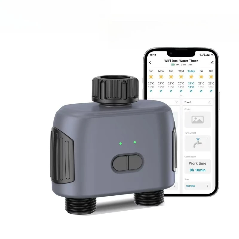 

Intelligent water valve Automatic irrigation system Garden watering timer 2-way controller Lawn plant sprinkler Battery