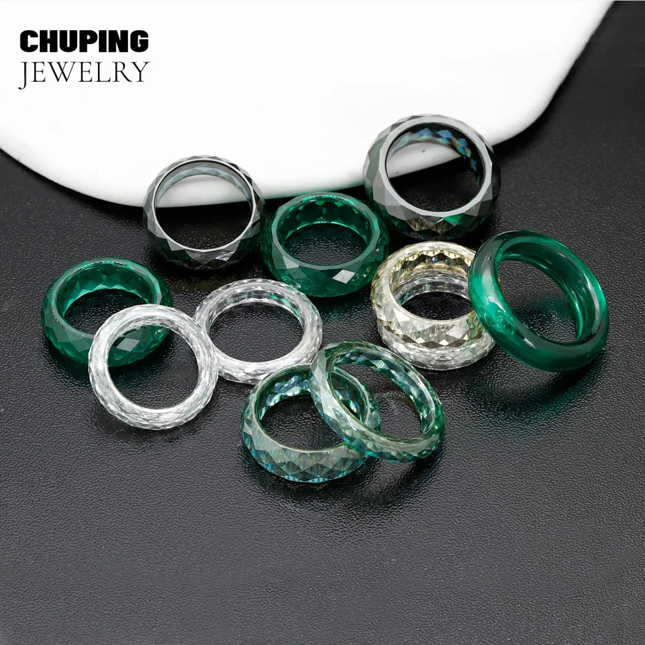 مجوهرات Chu Ping الفاخرة 100% من حجر المويسانتي نطاق خاتم من 14 إلى 22 بوصة بنمط مختلف يمكن تغيير مزاجك