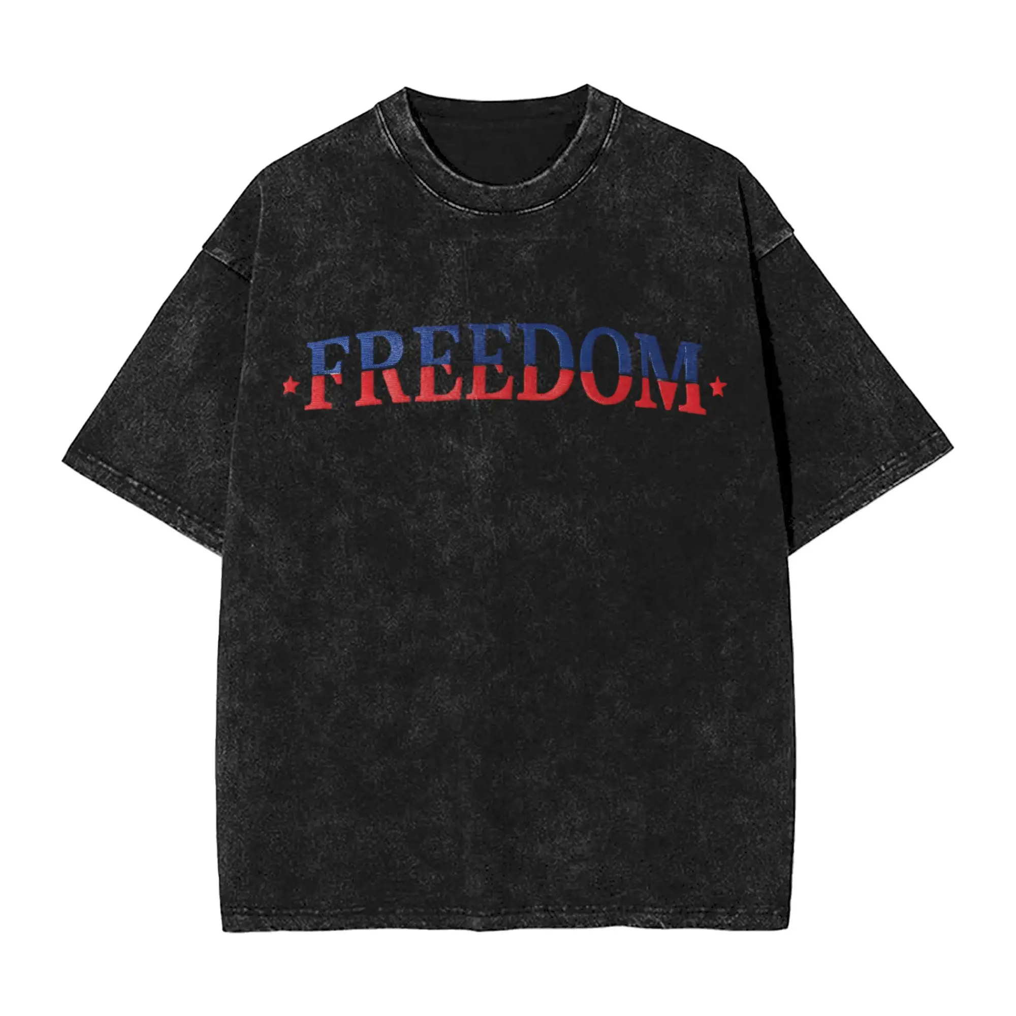 

Freedom Charlie Kirk Red And Blue Print Washed T Shirt Man Classic Casual T-Shirts Summer O Neck Hipster Tee Shirt Loose Tops