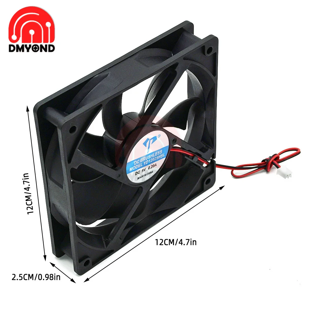 5V 12V 24V 120mm 12025 Ventilador de resfriamento de bola 120x120x25mm PWM 2PIN DC Cooler Fan para PC Computer Case