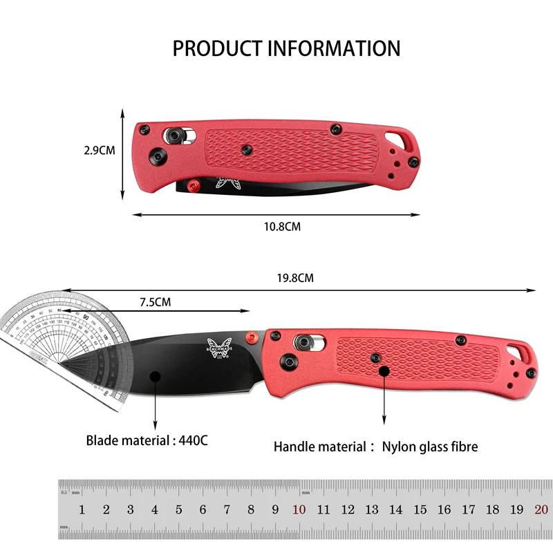 Carry a small knife BM535 with you, tactical hunting nylon fiberglass handle camping rescue 440C blade EDC folding knife