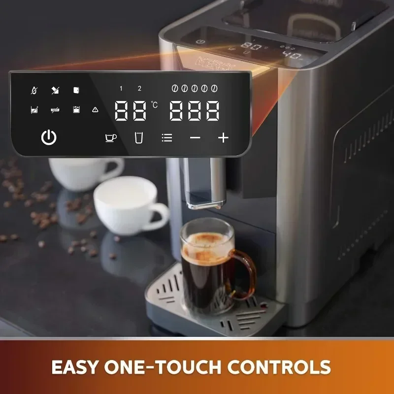 MEROL Fully Automatic Espresso Machine with Adjustable Grinder and Touch Screen Coffee Maker