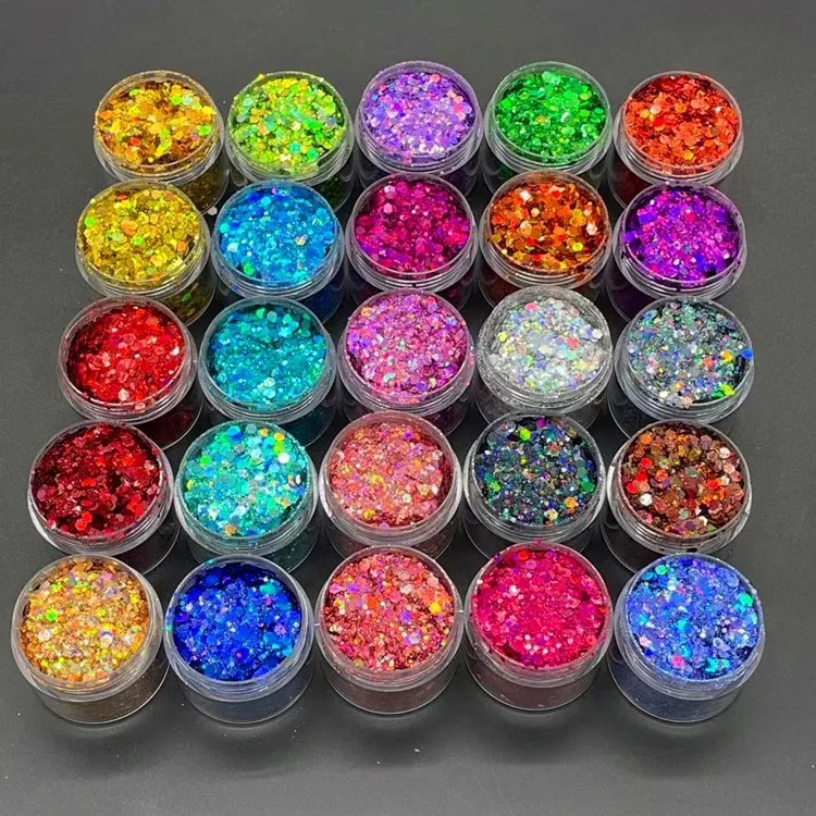 1Bottle Mixed Size Holographic Laser Nail Glitter Powder DIY Manicure Gel Polish Nail Art Glitter Crafts Make Up