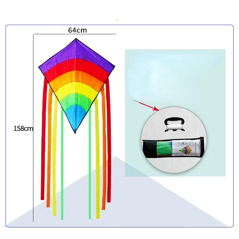 Kit arco-íris grande com placa de linha, fácil de montar, voar, melhor pipa para uso na praia, brinquedos de jardim ao ar livre