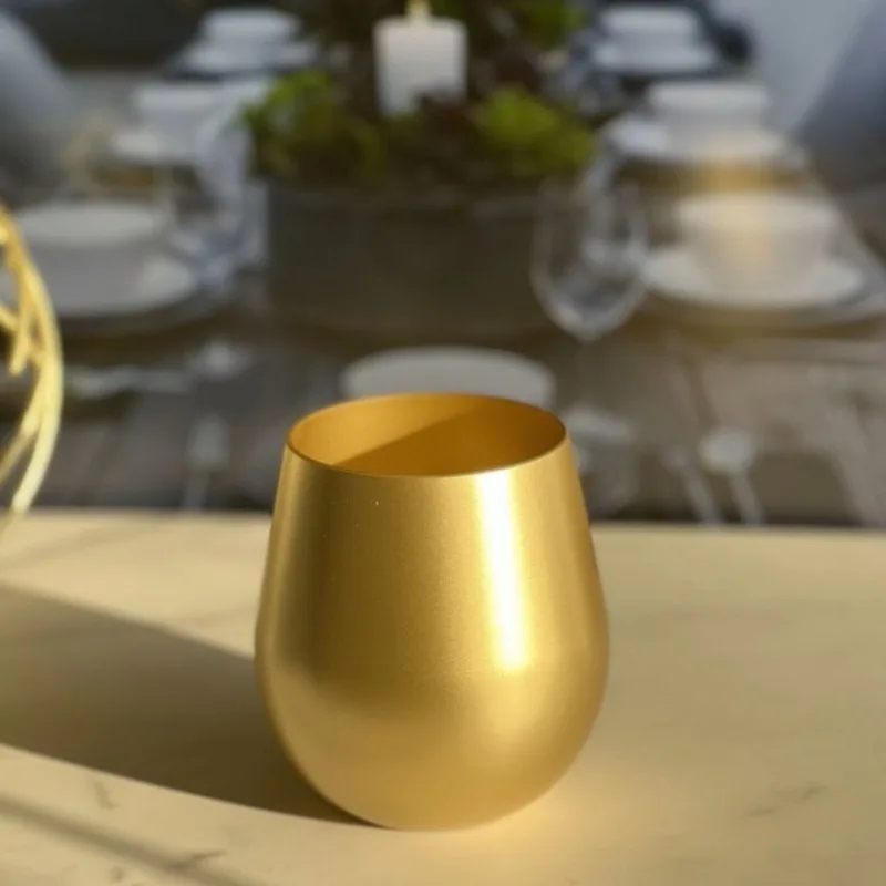 

18oz 4Pcs Metallic Gold Acrylic Plastic Wine Glasses Unbreakable Red White Wine Cups Reusable Party Bar Kitchen